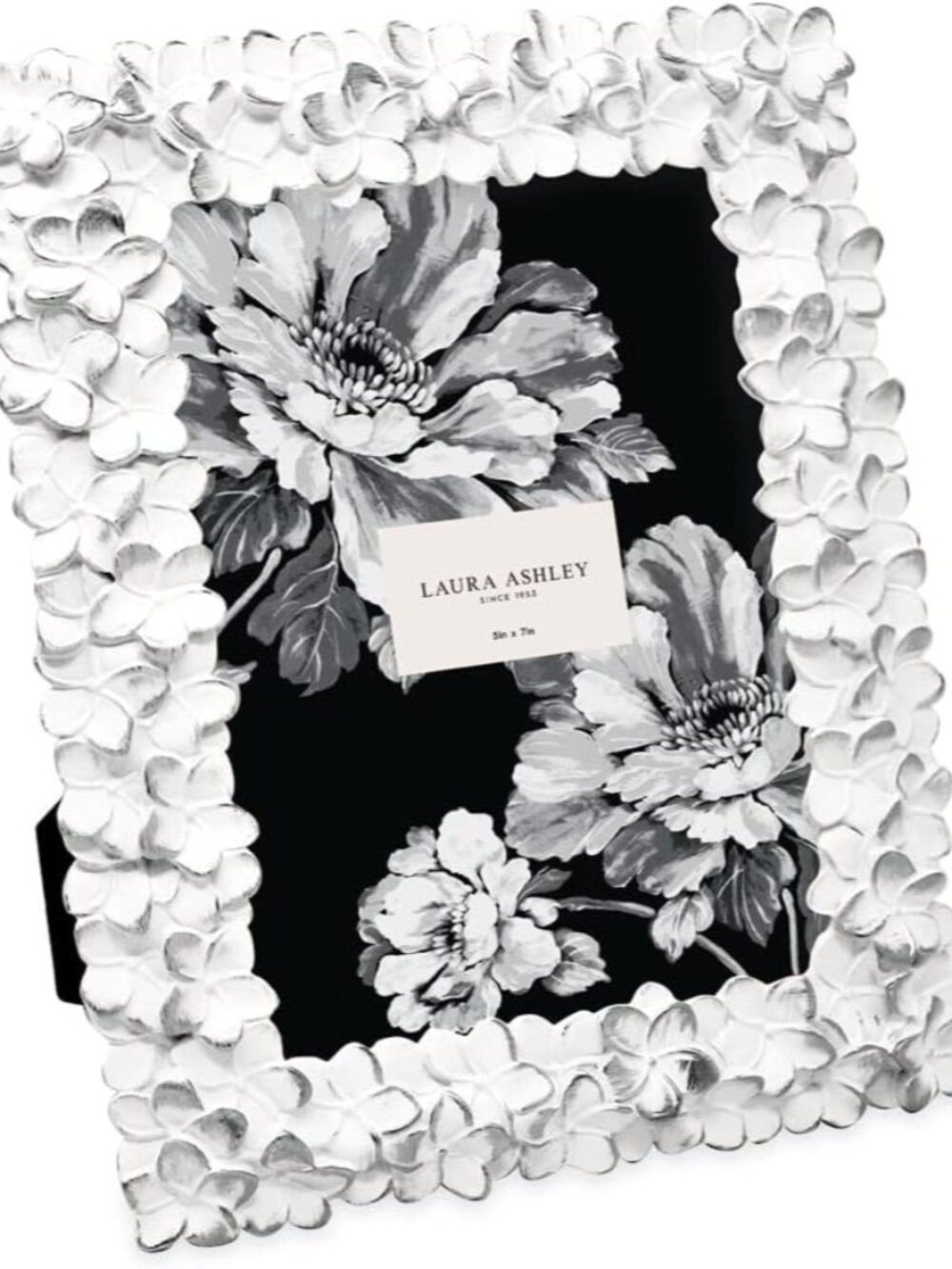 5x7 White & Silver Flower Textured Picture Frame w/Easel